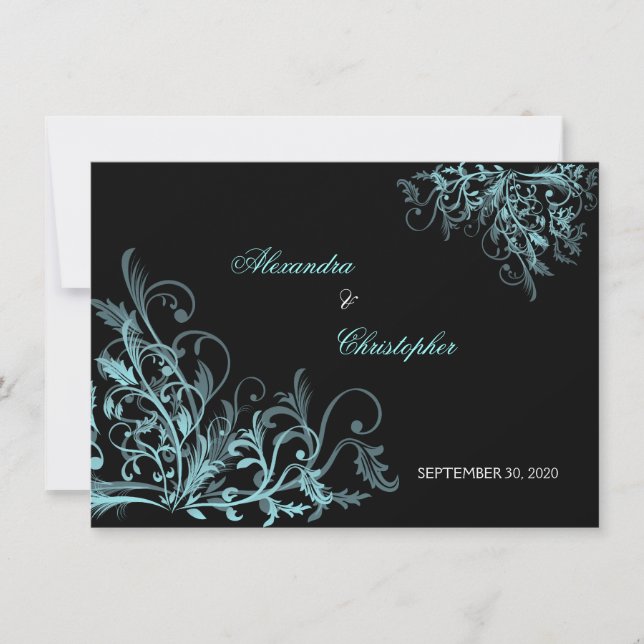 Elegant Turquoise Swirls Save the Date Announcemen Invitation (Front)