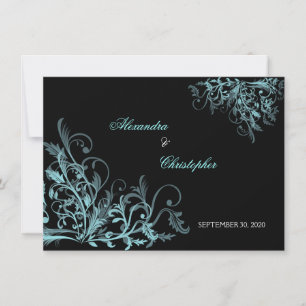 Elegant Turquoise Swirls Save the Date Announcemen Invitation