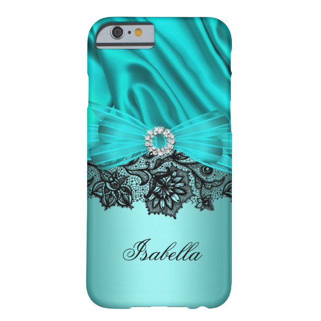 Elegant Turquoise Teal Blue Jewel Black Lace 2 Case-Mate iPhone Case (Back)