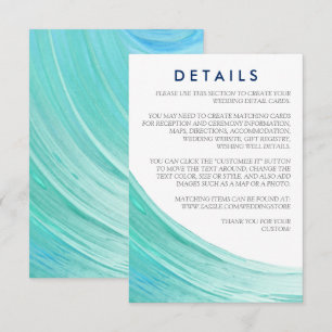 Elegant Turquoise Tides Beach Wedding Detail Enclosure Card
