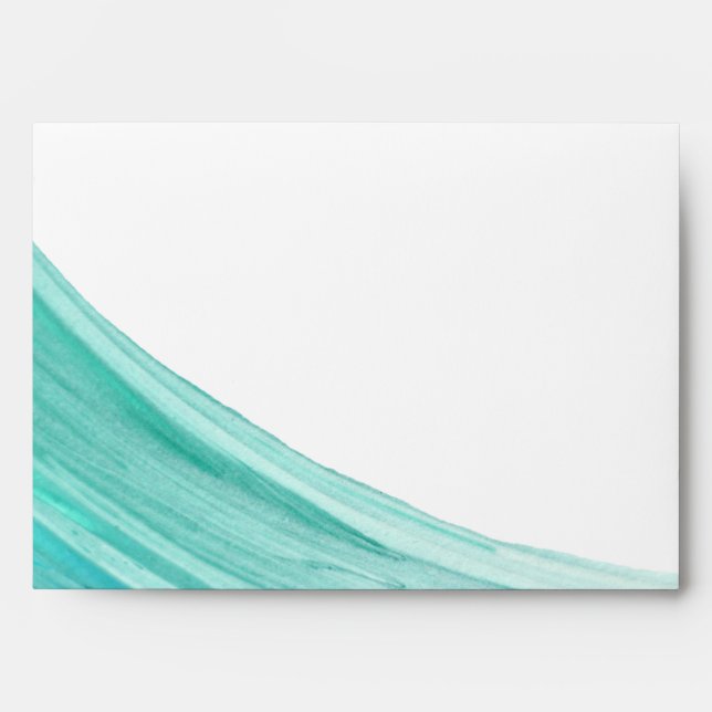 Elegant Turquoise Tides Beach Wedding Envelopes (Front)