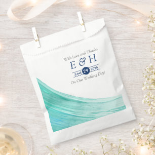 Elegant Turquoise Tides Beach Wedding Favour Bags