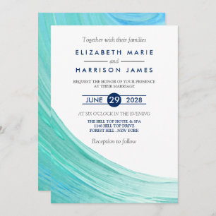 Elegant Turquoise Tides Beach Wedding Invitation