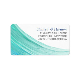 Elegant Turquoise Tides Beach Wedding Label
