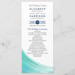 Elegant Turquoise Tides Beach Wedding Program Programme