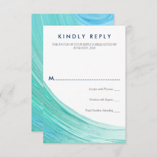 Elegant Turquoise Tides Beach Wedding RSVP Card