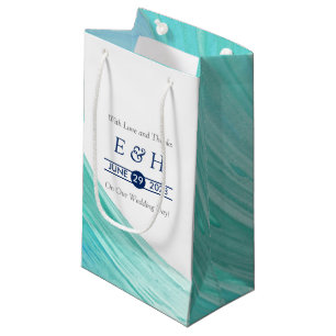 Elegant Turquoise Tides Beach Wedding Small Gift Bag