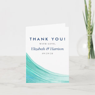 Elegant Turquoise Tides Beach Wedding Thank You Card