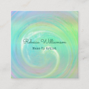 Elegant Turquoise Water Swirl Shell Make Up Artist Square Business Card