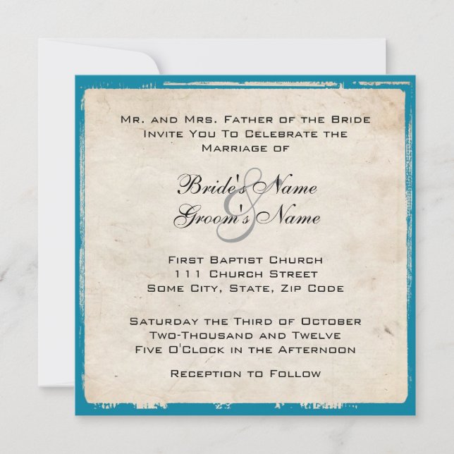 Elegant Turquoise Wedding Invitation (Front)