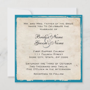 Elegant Turquoise Wedding Invitation