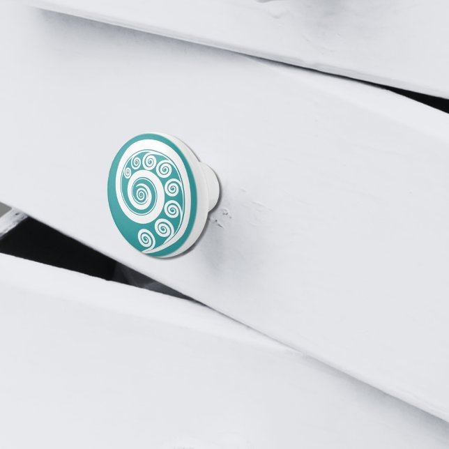 Elegant Turquoise & White Koru Curls Swirls Ceramic Knob (Elegant Turquoise & White Koru Curls Swirls Ceramic Knob
)
