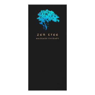 Elegant Turquoise Zen Tree Logo Black Rack Card