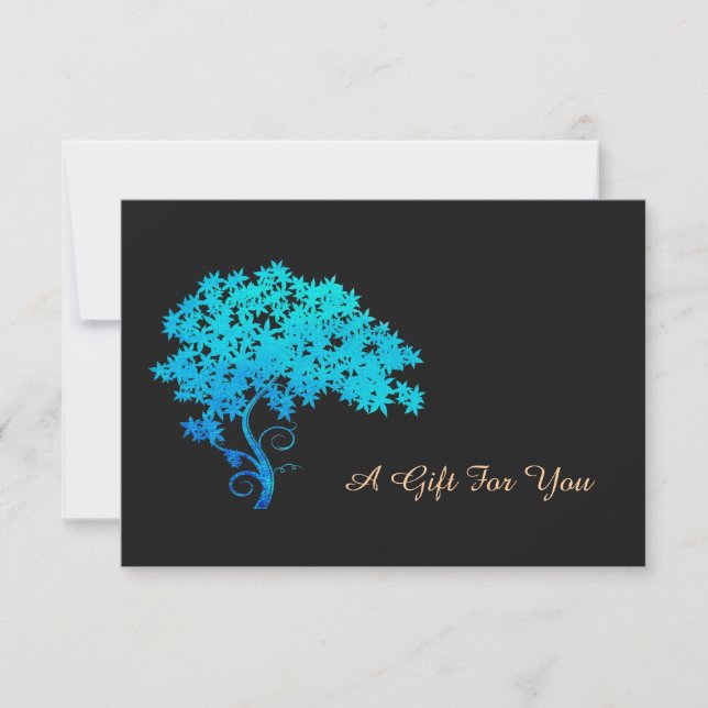 Elegant Turquoise Zen Tree Logo  Gift Certificate (Front)