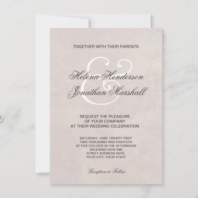 Elegant Tuscan Damask Wedding Invitation (Back)
