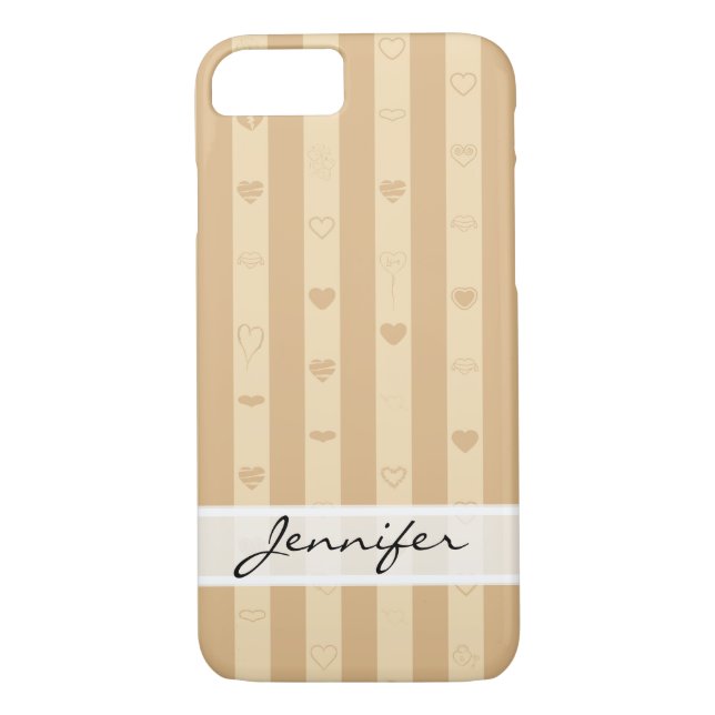 Elegant Tuscan Stripes Modern Heart Pattern Case-Mate iPhone Case (Back)