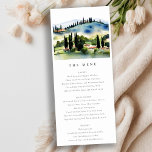 Elegant Tuscany Italy Landscape Wedding Menu Card<br><div class="desc">Tuscany Italy Watercolor Landscape Theme Collection.- it's an elegant script watercolor Illustration of Tuscany mountain landscape,  perfect for your Italian destination wedding & parties. It’s very easy to customise,  with your personal details. If you need any other matching product or customisation,  kindly message via Zazzle.</div>