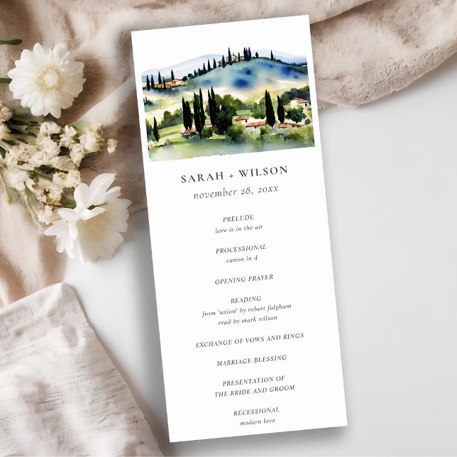 Elegant Tuscany Italy Landscape Wedding Program Invitation (Creator Uploaded)