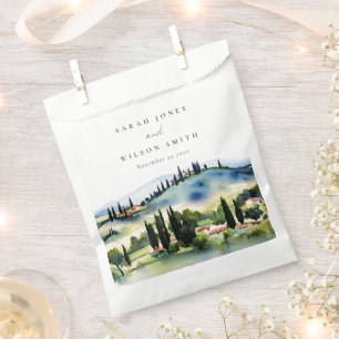 Elegant Tuscany Italy Watercolor Landscape Wedding Favour Bags