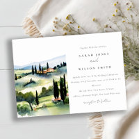 Elegant Tuscany Italy Watercolor Landscape Wedding