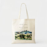 Elegant Tuscany Italy Watercolor Landscape Wedding Tote Bag<br><div class="desc">Tuscany Italy Watercolor Landscape Theme Collection.- it's an elegant script watercolor Illustration of Tuscany mountain landscape,  perfect for your Italian destination wedding & parties. It’s very easy to customize,  with your personal details. If you need any other matching product or customization,  kindly message via Zazzle.</div>