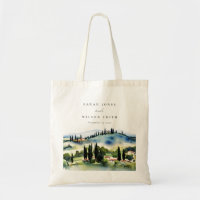 Elegant Tuscany Italy Watercolor Landscape Wedding