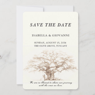 Elegant Tuscany Olive Tree Wedding Save The Date Invitation