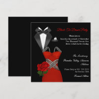 Elegant Tux Red Rose Black Tie Dress Dinner Party