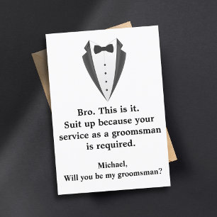 elegant tuxedo minimal modern groomsman  invitation