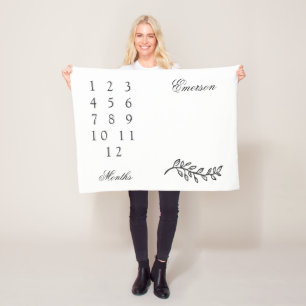 Elegant Twig Baby Monthly Milestone Fleece Blanket