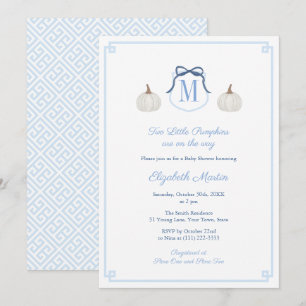 Elegant Twin Pumpkins On The Way Boy Baby Shower Invitation