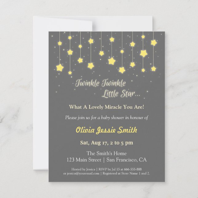 Elegant Twinkle Twinkle Little Star Baby Shower Invitation (Front)