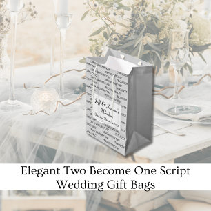 Elegant Two Become One Script Wedding  Medium Gift Bag