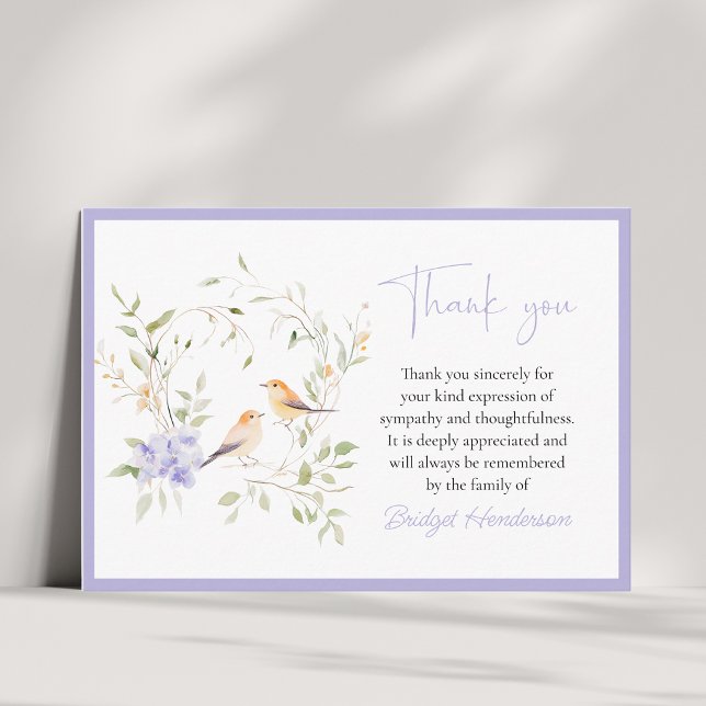 Elegant Two Birds Funeral Thank You Card (Creator Uploaded)