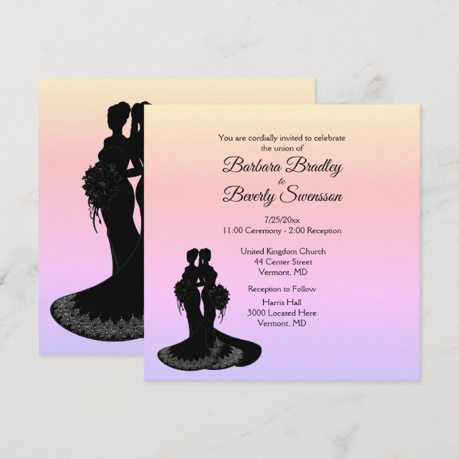 Elegant Two Brides Wedding Invitation (Front/Back)