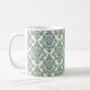 Elegant Two Colour Decorative Damask Pattern Coffee Mug