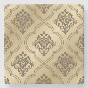 Elegant Two Colour Shaded Decorative Damask Patter Stone Coaster
