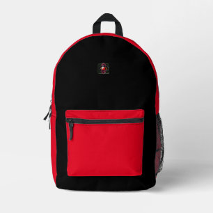 Elegant Two Colours Black And Red Printed Backpack