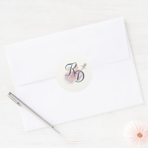 Elegant Two Hearts Catholic Wedding Classic Round Sticker