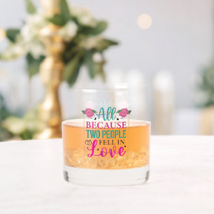 Elegant two people love word art Wedding Whiskey Glass