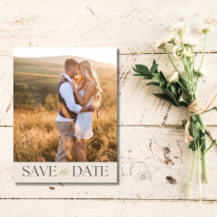 Elegant Two Photo Budget Wedding Save the Date Announcement Postcard