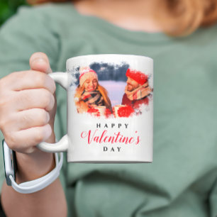 Elegant Two Photo Customisable Valentines Day Gift Coffee Mug