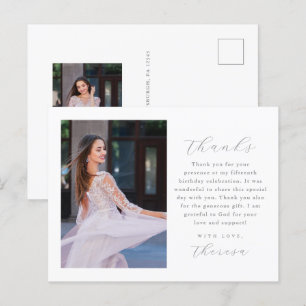 Elegant Two Photo Quinceanera Thank You Postcard