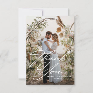 Elegant Two Photo Wedding  Thank You Card