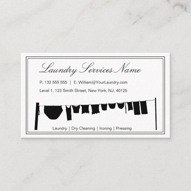 Elegant Two Tone Laundry Services Business Card (Front)