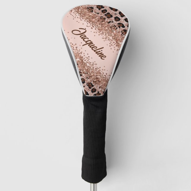 Elegant Two Tone Mocha Leopard Print Golf Head Cover (Front)