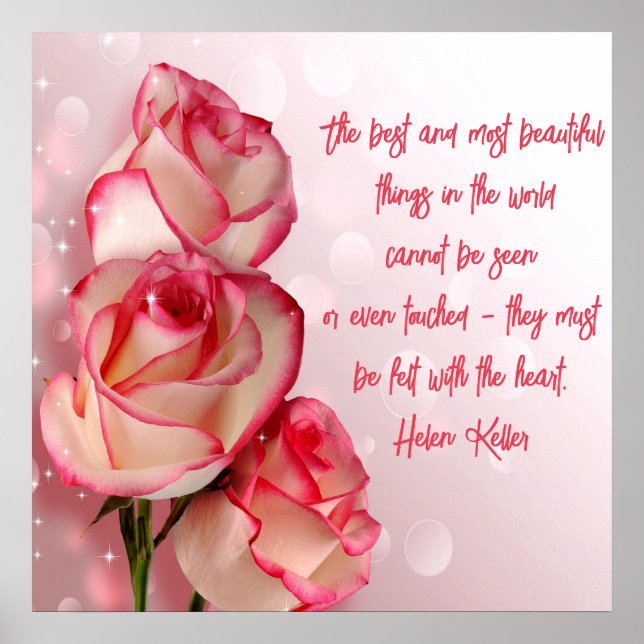 Elegant Two Tone Roses Quote Poster (Front)
