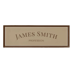 Elegant Two Tones of Brown Modern Professional Name Tag