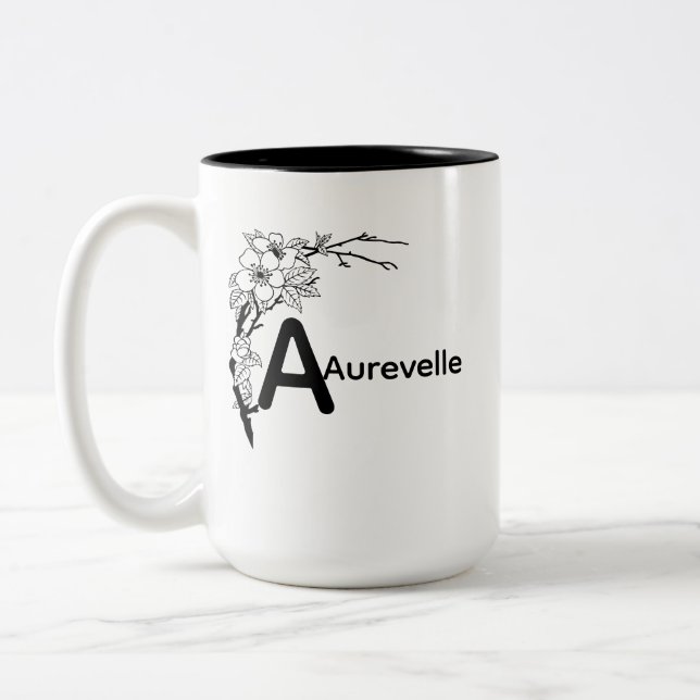 Elegant TwoTone Mug with Aurevelle Floral Design (Left)