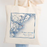 Elegant Tybee Island Georgia Map Navy Blue Wedding Tote Bag<br><div class="desc">Celebrate your Tybee Island wedding in style with our personalised wedding tote bags, showcasing an elegant navy blue Coastal Georgia map. These thoughtful favours are perfect for your guests to remember your special day. Perfect for iconic venues like Tybee Island Wedding Chapel, The Tybee Island Inn, Hotel Tybee, Beachview Club...</div>
